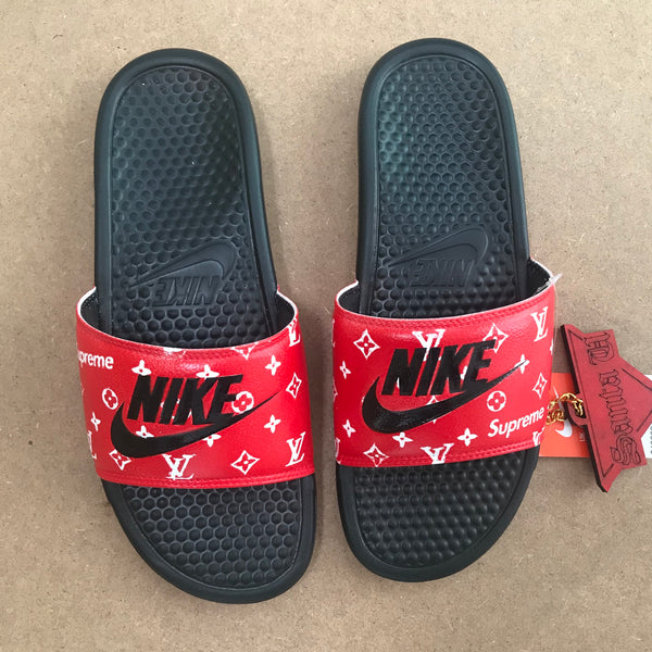 LV Supreme Custom Nike Slides